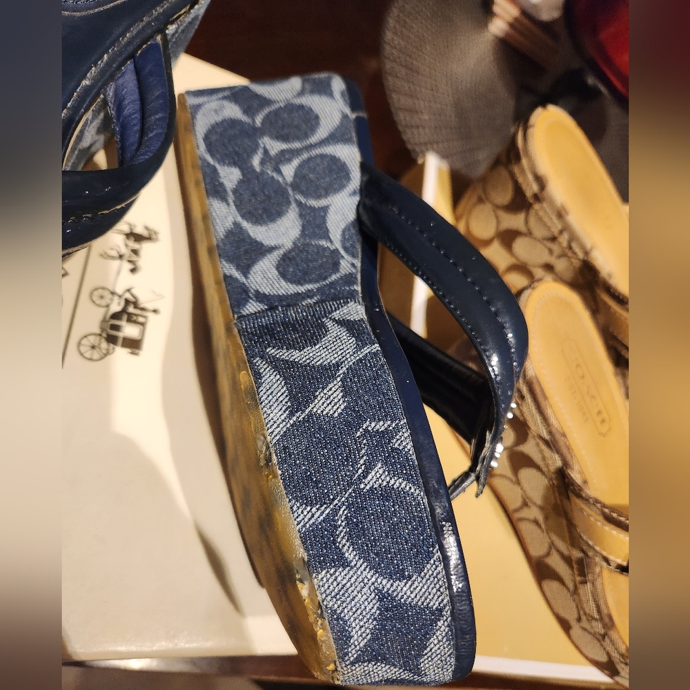 Coach Blue Monogram Sandals